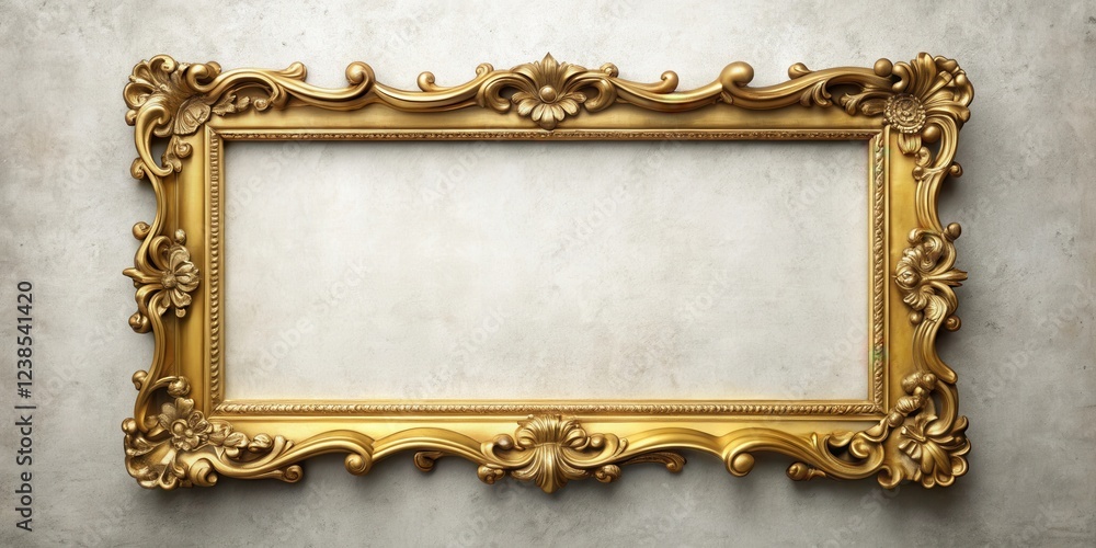 Poster ornate gilded frame with blank canvas for artistic presentation