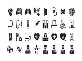 healthcare Icons Silhouette Vectors. These clean, professional, and scalable vector icons are ideal for use