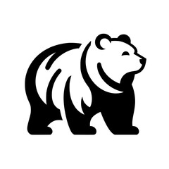 Cute Panda Bear Logo: Black and White Minimalist Vector Illustration