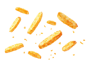 Falling Fish or Cheese stick, isolated on white background