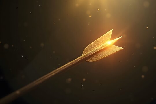 A golden arrow suspended in mid-air with a mystical aura. - Powered by Adobe