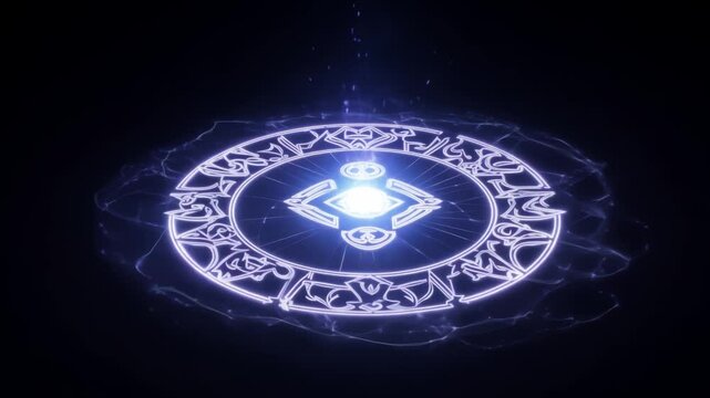 Magic circle appearing and transforming with arcein bluce logo