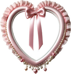 a heart-shaped decorative frame in soft pastel pink isolated on white transparent background clipart PNG