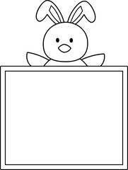 Easter cute chick holding a blank sign outline.
Easter little chick coloring page.
Transparent background.
