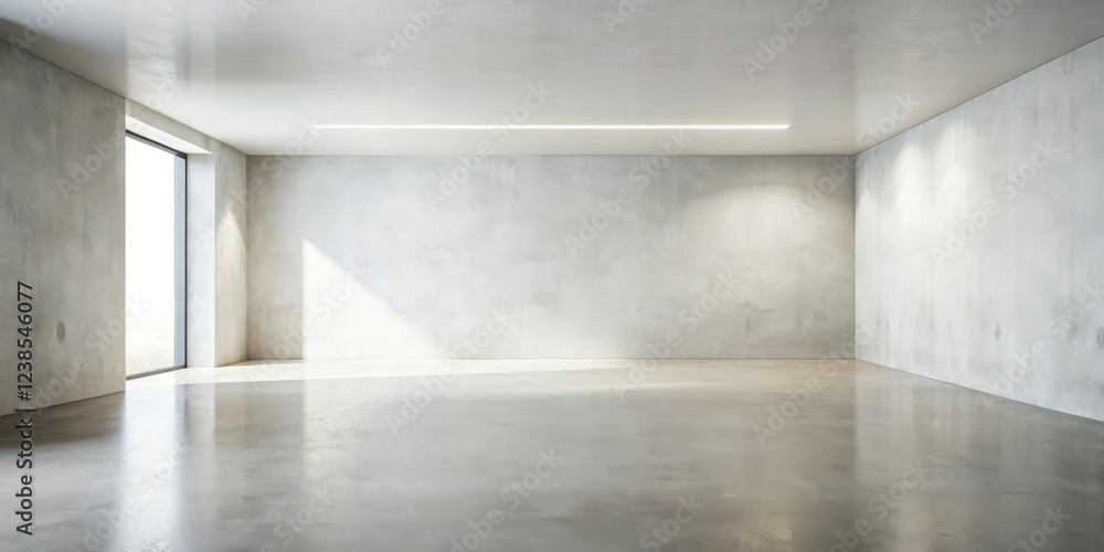 Aufkleber empty minimalist room with concrete walls and polished floor, ideal for showcasing products or desig