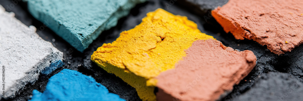 Poster Close-up of Textured Paint Blocks in Multiple Colors