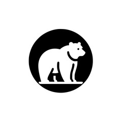 Polar Bear Icon: Minimalist Vector Graphic Design, Arctic Animal Symbol, Black and White Illustration