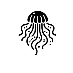 Elegant Minimalist Jellyfish Line Art: A Black and White Ocean Graphic Design