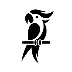 Elegant Black and White Parrot Logo Design: A Tropical Bird Icon © MatandSterre