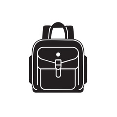 School Bag Flat Black and White icon Design Minimal on white background