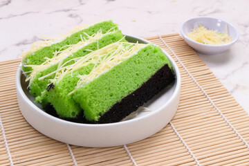 Delicious Pandan Chiffon Cake with Cheese Topping
