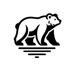 Majestic Bear: A Stunning Black and White Graphic Design. Perfect for logos, prints, and more. Captures the essence of wildlife in a stylish, modern way.