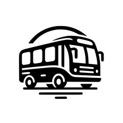 Bus Transportation Journey Travel Coach Trip Commute Highway Road Passenger Vehicle Icon Minimalist Graphic Design