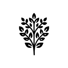 Elegant Black and White Plant Illustration: Minimalist Botanical Tree Design, Perfect for Home Decor and Nature-Inspired Projects
