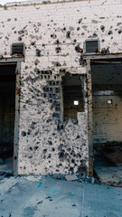 abandoned destroyed houses in a city without people during the war in Russia Kursk