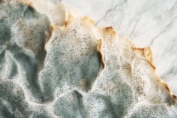 Obraz premium Moldy poppy seed bread showing texture and color of fungal growth.