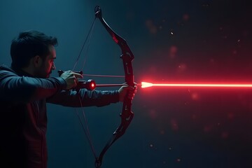 A sleek, futuristic laser arrow shot from a high-tech bow.
