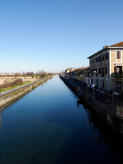 Obraz premium Gaggiano, historic town along the Naviglio Grande, Milan, Italy
