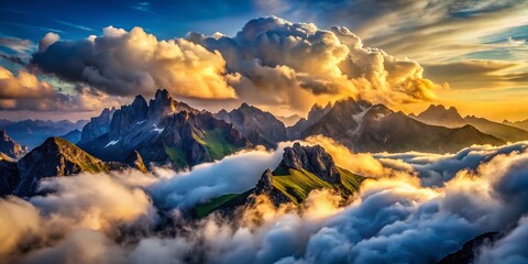 Obraz premium Clouds Over the Majestic Mountains of Tyrol