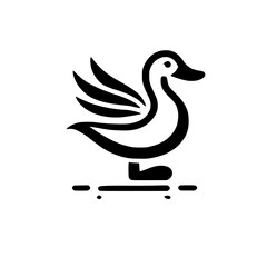 Elegant Minimalist Duck Bird Line Art:  A Stylish Black and White Vector Graphic Design