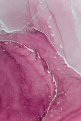 Abstract composition of alcohol ink in shades of pink and white flowing with organic patterns