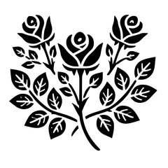 Elegant Black and White Rose Floral Design: Vintage Botanical Illustration, Classic Flower Pattern for Decor