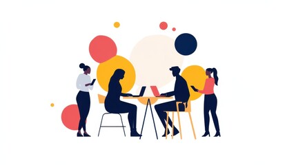 Creative Team Collaboration in Modern Workspace Illustration