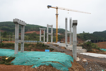 Freeway ramp bridge pier columns