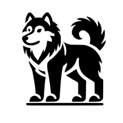 Majestic Husky Dog Silhouette: Elegant Black and White Canine Vector Graphic