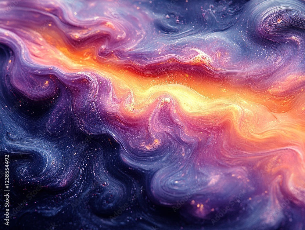 Poster flowing colorful cloud swirling in the sky for use as a design backdrop
