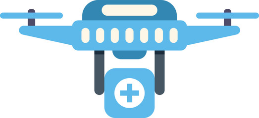 Modern medical drone carrying first aid kit, representing fast delivery of emergency medical supplies
