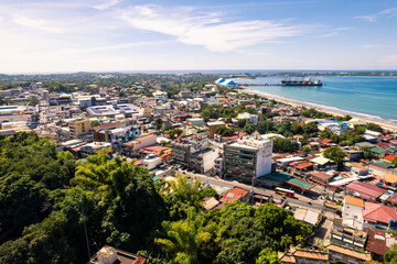 San Fernando, La Union - Jan 8, 2025: Aerial of the downtown area cityscape.