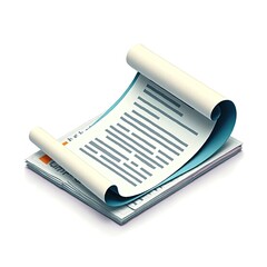 An isometric depiction of contract document icon
