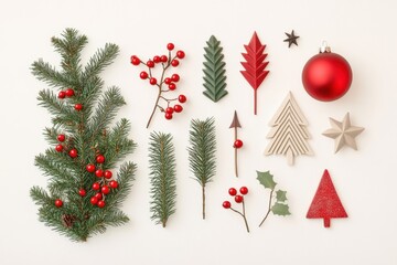 Festive holiday tree ornaments showcasing vibrant red berries, decorative arrows, and shimmering star accents for christmas enthusiasts and seasonal decorators