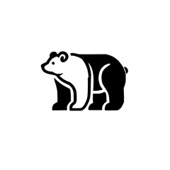 Monochrome Panda Bear Illustration: Minimalist Animal Design, Perfect for Logos and Branding