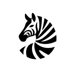 Elegant Zebra Head Vector Graphic: Black and White Stripes, African Wildlife Icon