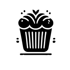 A delightful cupcake illustration, perfect for bakery logos, menus, and sweet-themed designs. This simple yet elegant graphic is ideal for adding a touch of sweetness to your projects.