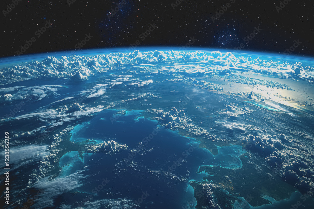 Poster a breathtaking view of the earth from space capturing the curvature of the planet and the vastness o