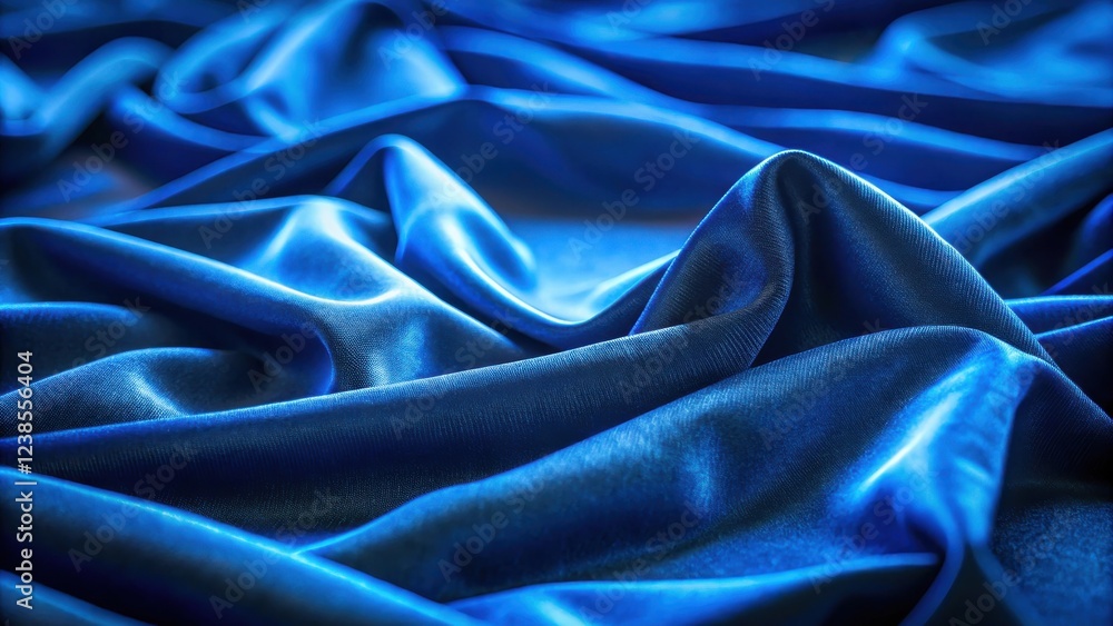 Poster deep blue draped fabric luxurious texture and soft sheen for elegant design