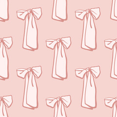 Hand drawn big bow seamless pattern