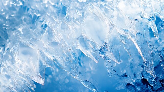 Intricate patterns of glowing glacier crystals in clear iceberg   macro structure photography
