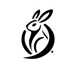 Elegant Minimalist Rabbit Design: Black and White Vector Illustration, Perfect for Logo or Graphic
