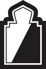 Black and white vector illustration representing a traditional islamic arch, adding a touch of elegance and cultural significance to architectural design