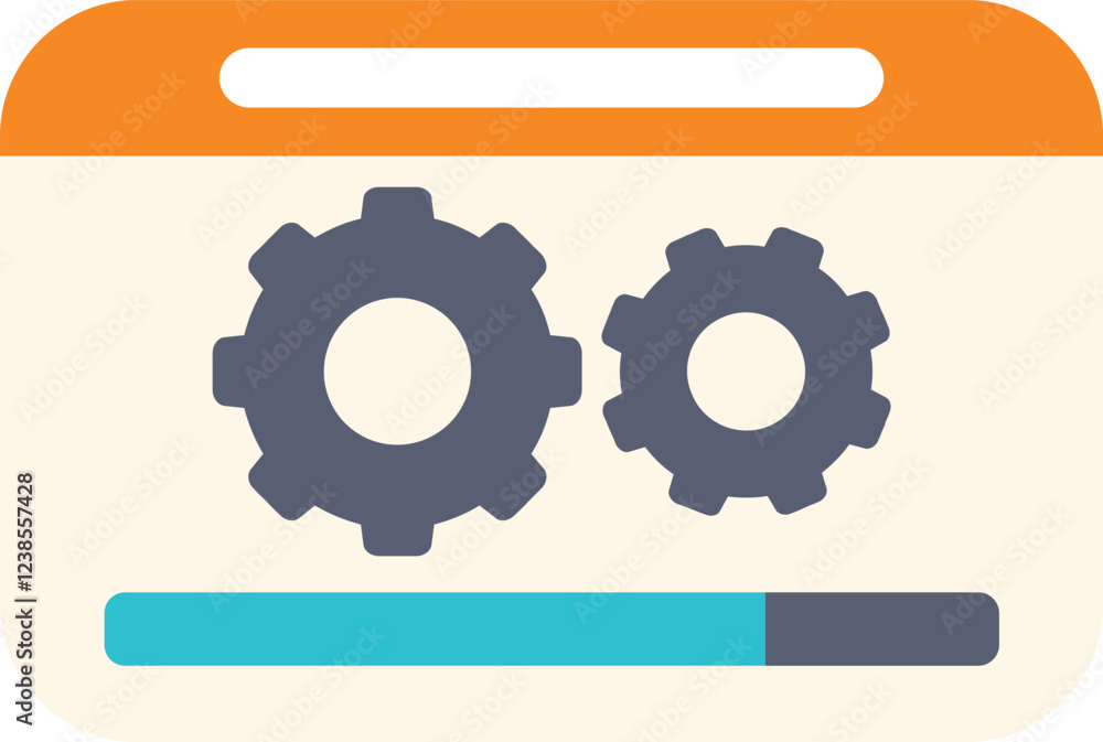 Poster website updating with progress bar and gears rotating, concept of website maintenance and under cons
