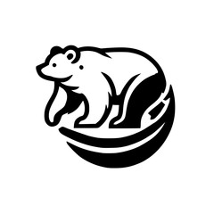 Polar Bear Logo: Minimalist Black and White Vector Graphic Design. Perfect for nature-related brands, wildlife conservation, or arctic themes.