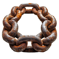 Fototapeta premium Heavily Rusted Metal Chain Links Forming a Circle Industrial Textured Vintage