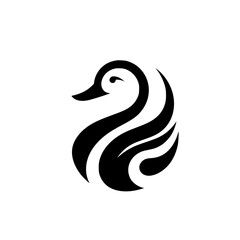 Naklejka premium Elegant Duck Bird Logo Design: Minimalist Black and White Vector Graphic