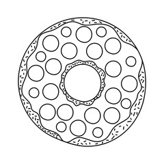 Doodle Donut Clipart: Kawaii Donut Clipart: Outline Donut Vector Clipart