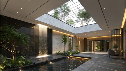 Hidden Ultra-Modern Underground Villa with Skylight & Secret Waterfall