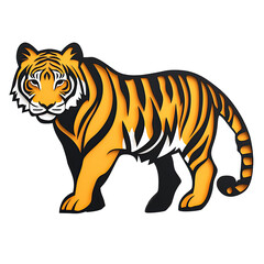 Fototapeta premium Wildlife conservation idea. A striking illustration of a majestic tiger in vibrant colors and bold patterns.